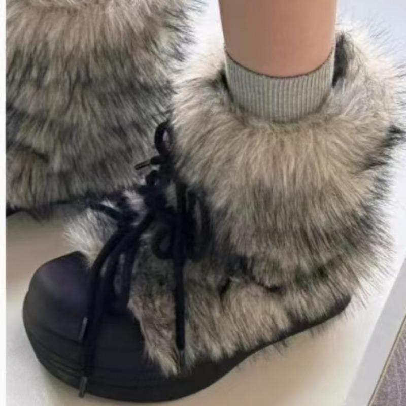Ankle Flat with Snow Boots Slip-on Round Toe Mid Heel Women's Shoes On Sale 2024 High Quality Solid -tied Women's Boots
