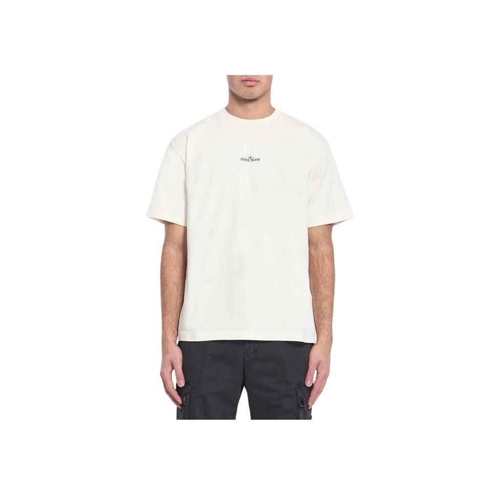 STONE ISLAND Klassisches Kurzarm-Rundhals-T-Shirt mit Logo-Aufdruck für Herren Oberteile Weiß K1S1521002-RCS0153-V0093