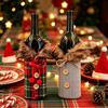 Reusable Wine Bottle Decorations Christmas Sweater Cover Faux Fur Collar And Button Scottish Plaid Decor Coat Design Clothes for Party Decoration