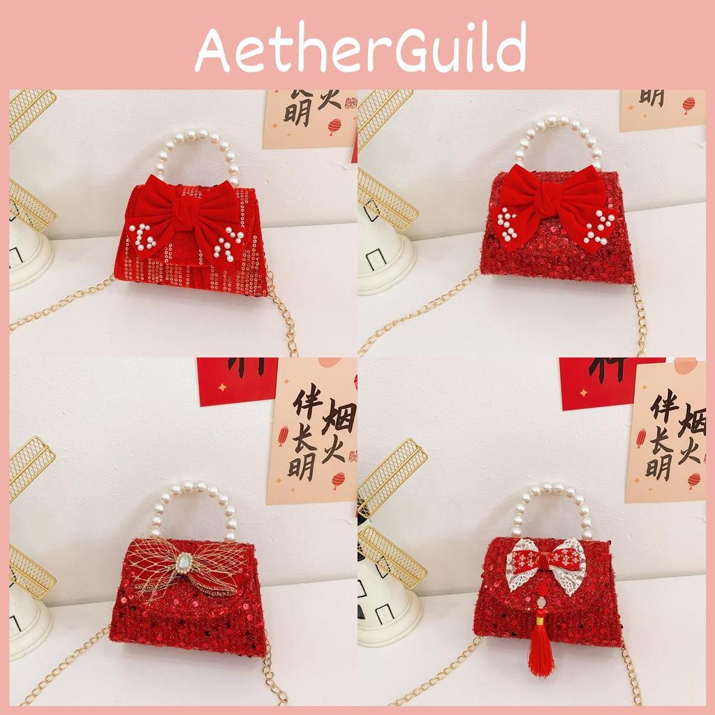 Charming Red Sparkly Butterfly Knot Handbag For Kids Perfect For Everyday Use