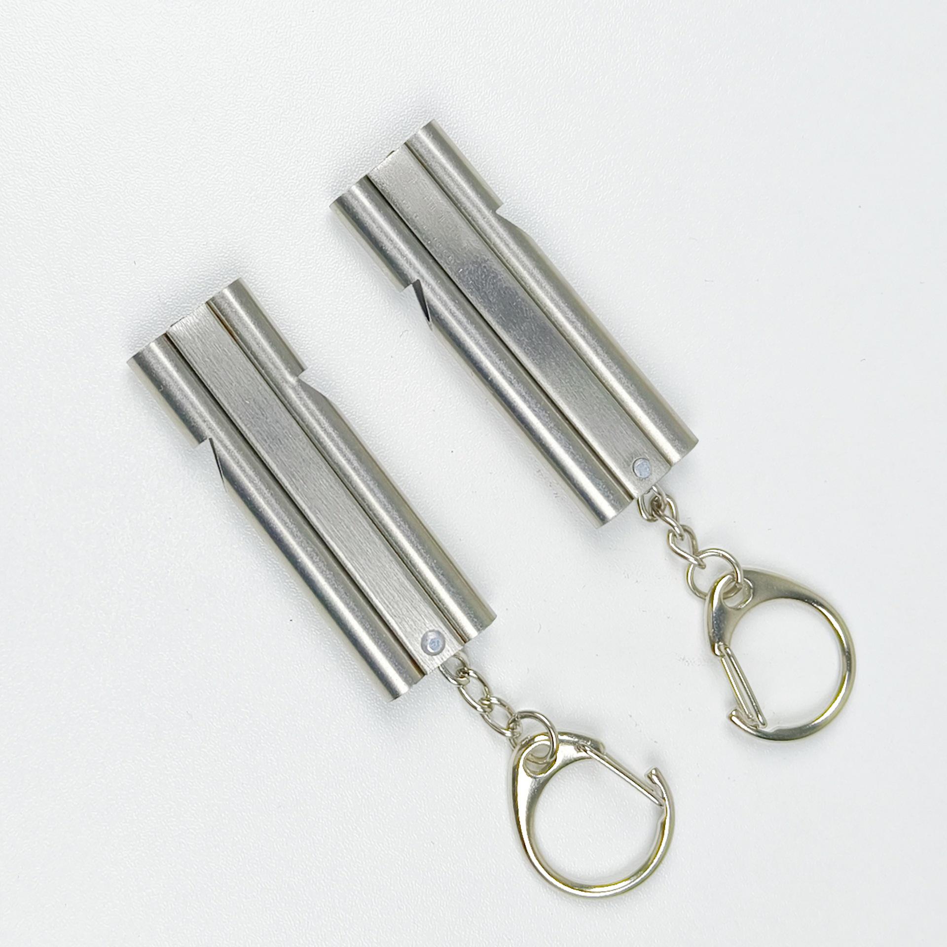 Dual Tube Stainless Steel Emergency Whistle for Outdoors & Referee Use