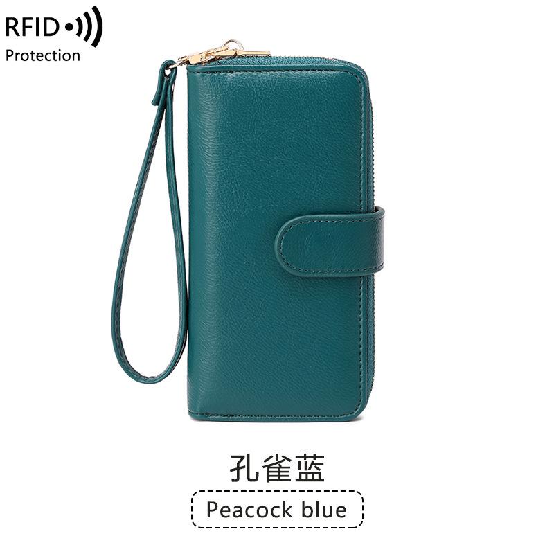 New anti-theft brush women's wallet soft leather multi-card zipper wallet multi-function mobile phone wallet