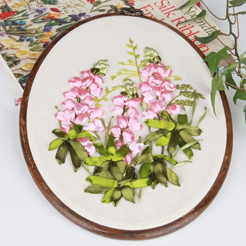 Набор для вышивания лентами для искусства, рукоделия, шитья - Ручная вышивка шелковыми лентами, Готовая, Наборы для вышивания, Холст с принтом, Сделай сам, Настенный декор Flower 01