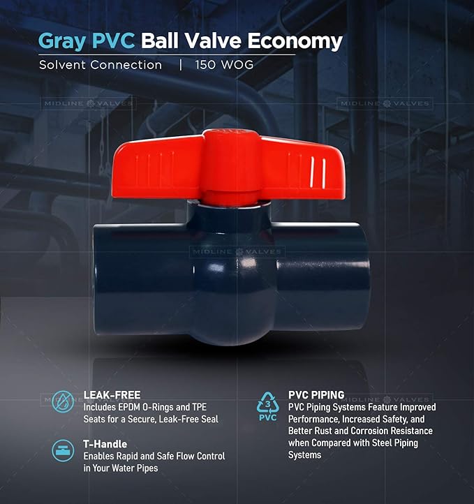 Factory PVC Water Supply Ball Valve, Chemical-grade Switch, Socket Plastic Valve, Outlet Control Valve, 1/2'' to 20mm 25mm 32mm