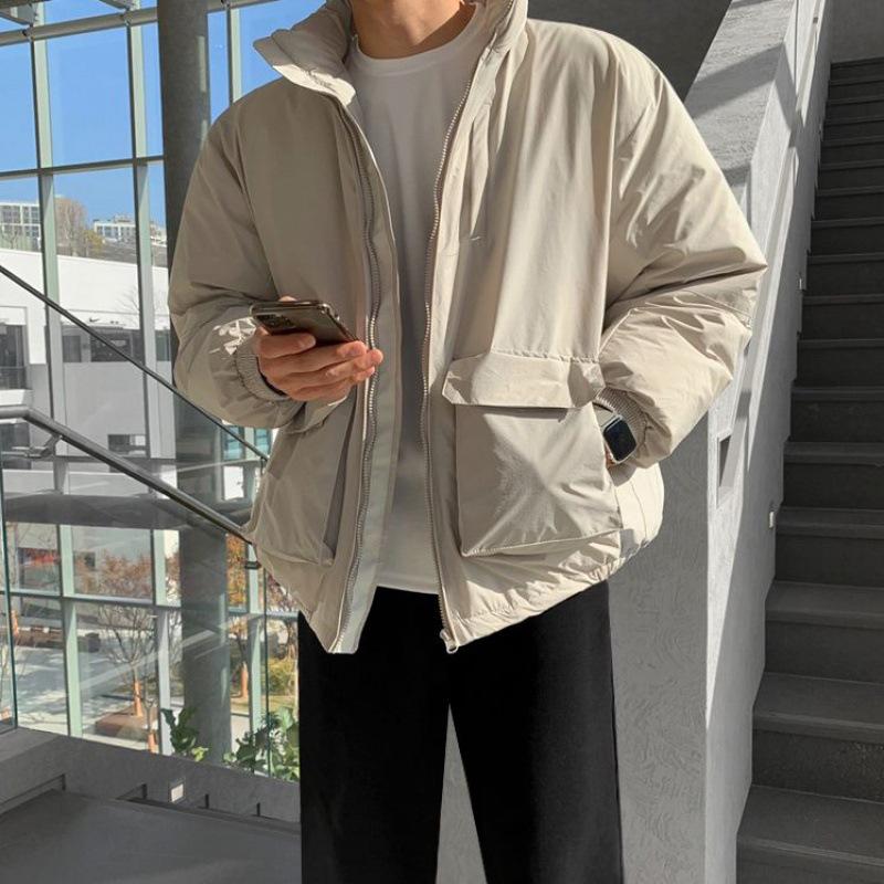 Stehkragen Arbeitskleidung Baumwolle Herren Winter Warme Jacken Koreanischer Stil Trendig Locker und Vielseitig Baumwollkleidung
