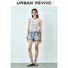 UR 2025 Autumn Women's Retro Casual Woven Belt Denim Shorts