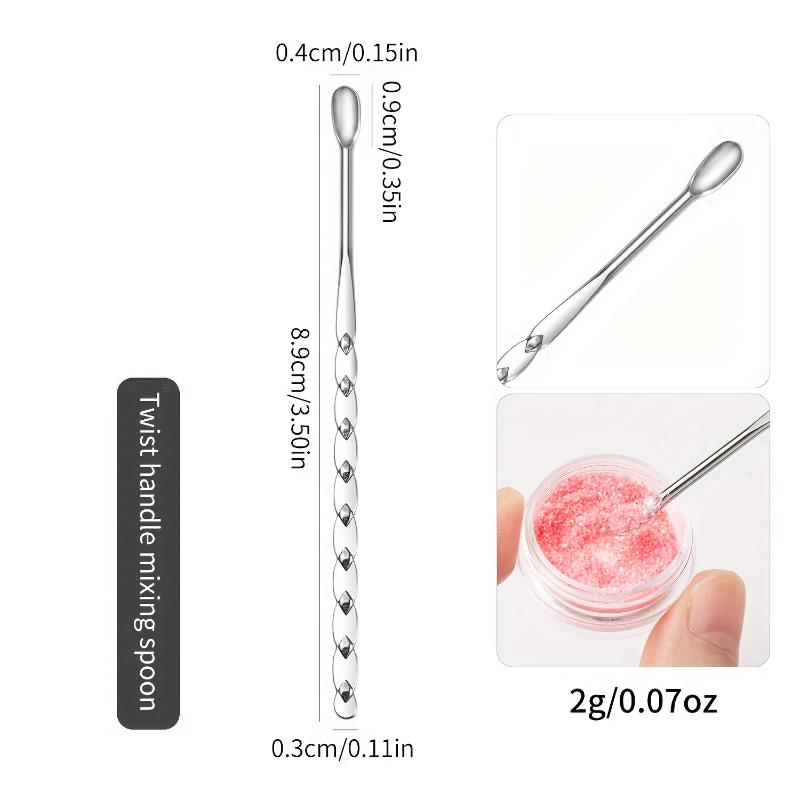 4Pcs Nail Art Stirring Rod Tool Stainless Steel Powder Liquid Gel Polish Spoon Spatula Foundation Mixing Tool
