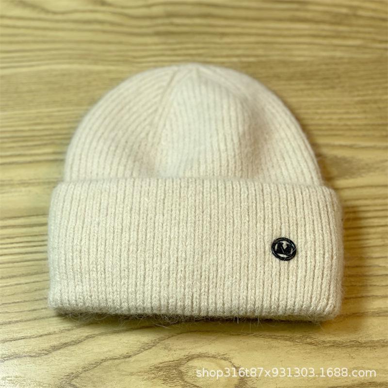 Rabbit Fur Woolen Hat for Women Autumn and Winter New Korean Version Versatile Thickened Warm Hat Ear Protection Rabbit Fur Knitted Hat