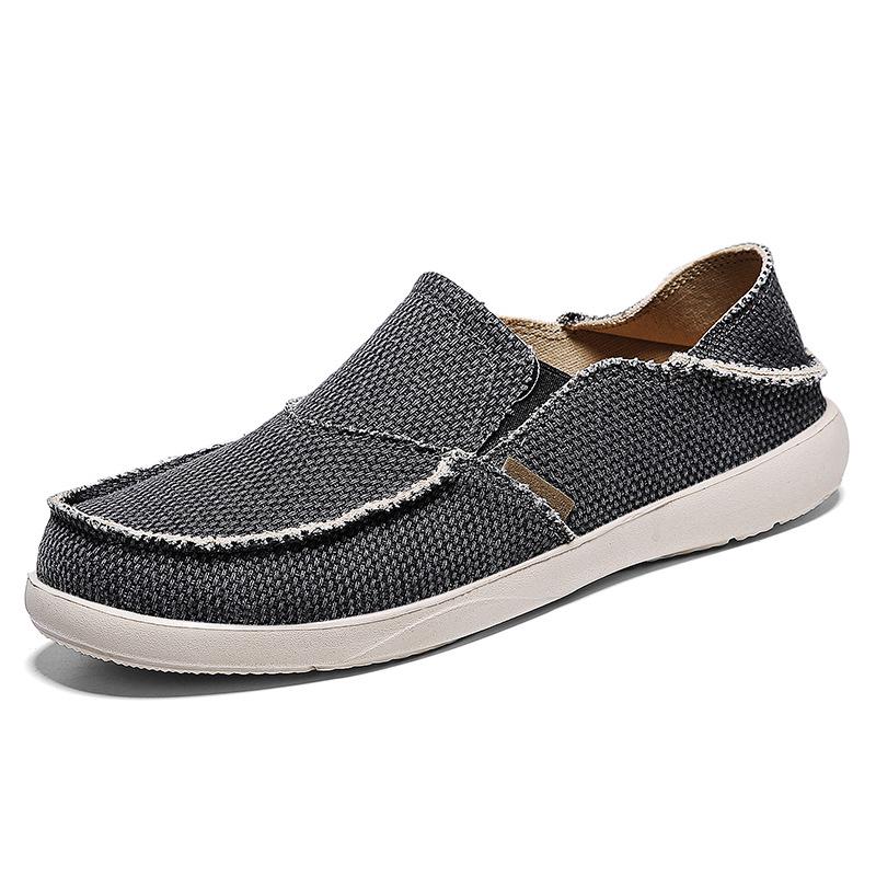 Men's Casual Lightweight Breathable Slip-On Canvas Loafers with Elastic Band