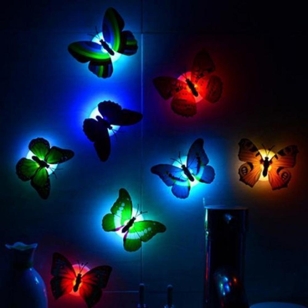 3D Single Layer Butterfly Wall Stickers LED Glow in the Dark Night Light Decals