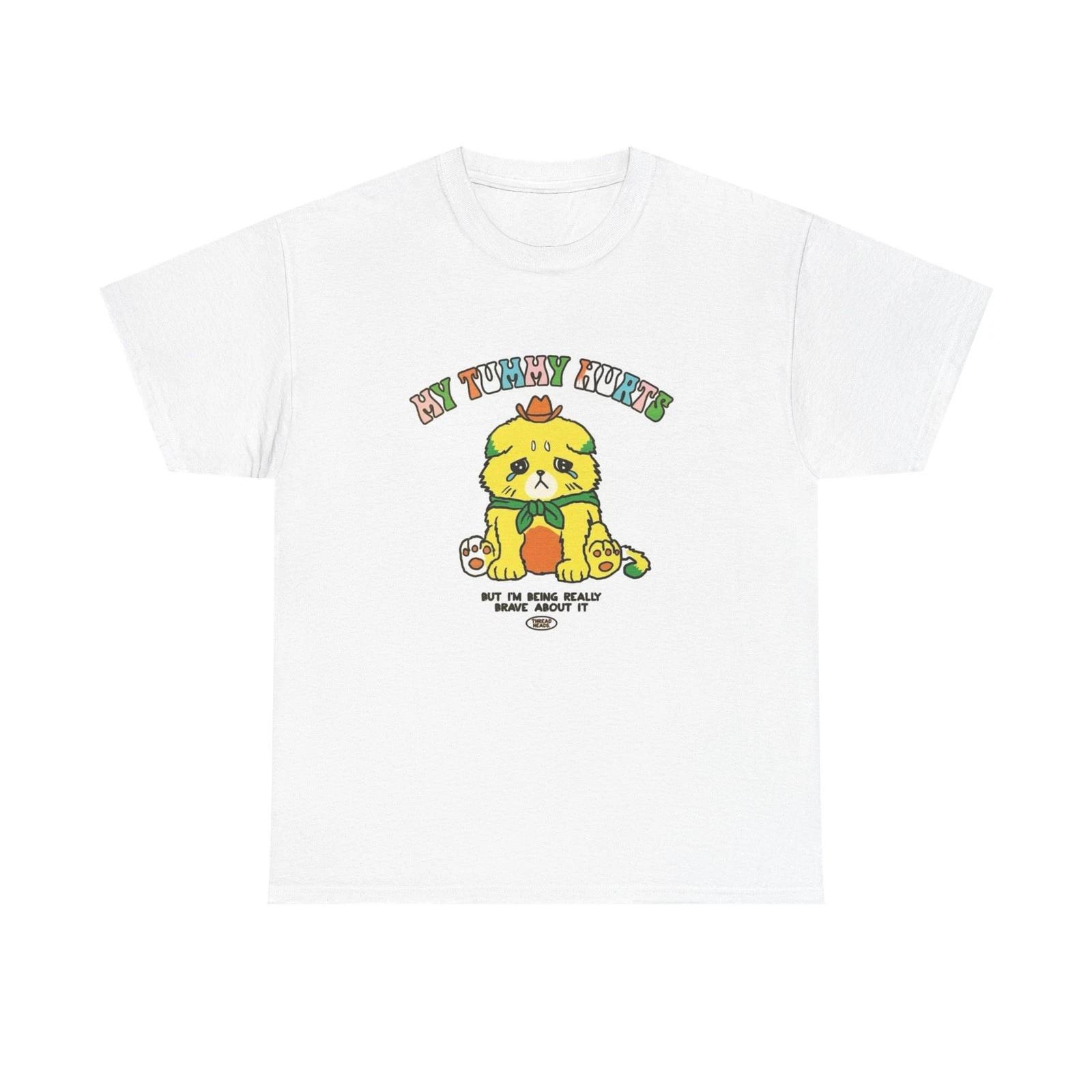 

My tummy hurts T-shirt teddy bear rainbow funnny graphic Unisex Heavy Cotton Tee 4XL