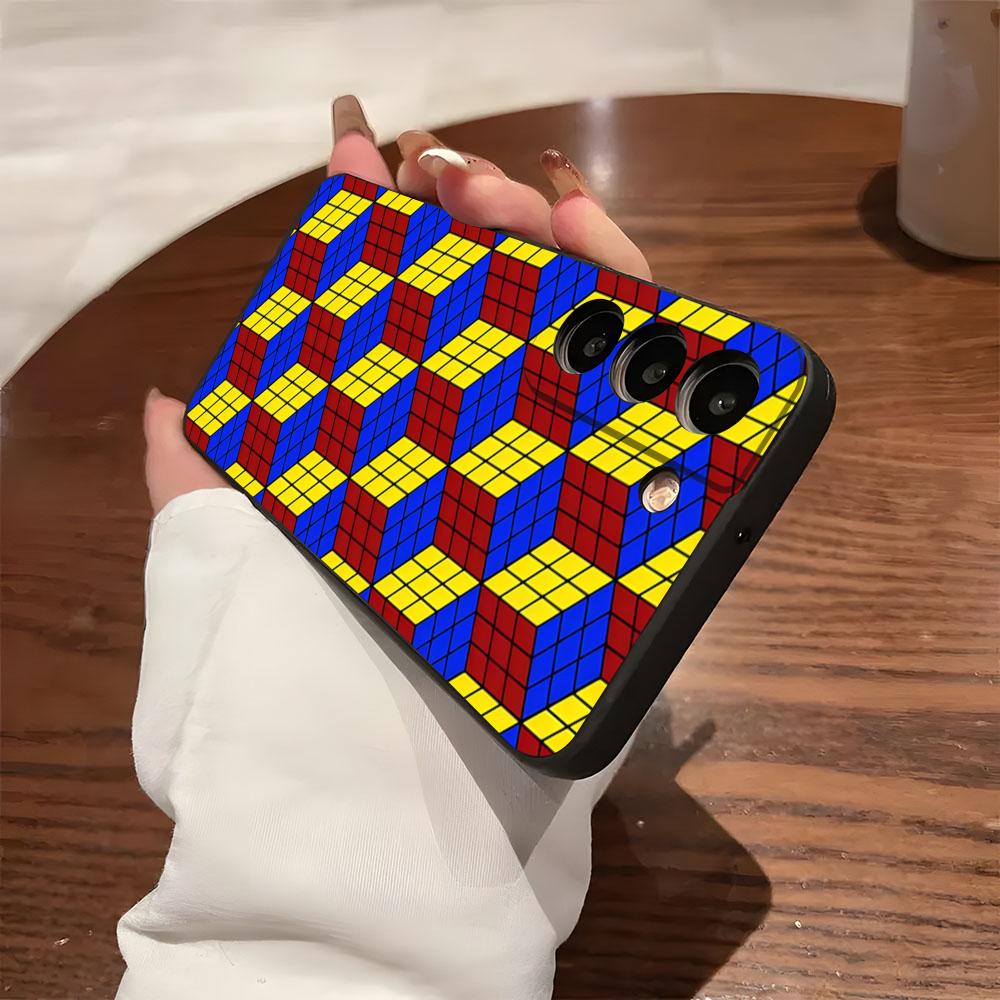 Cool Funny Rubiks Cube Phone Case For Samsung S26 S25 S24 FE S23 S22 S21 Plus S20 Ultra Note20Ultra Black Soft Shell