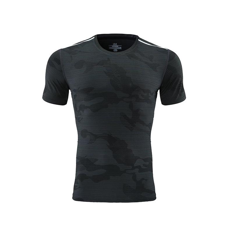 2024 Men s Camouflage Quick-Dry Sports T-Shirt - Short Sleeve, Summer Fitness & Running Top M темно-серого
