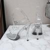 Women’s Sandals Fashion Transparent Crystal Heel Women‘s Shoes Large Size 35-43 Fish Mouth Party Wedding Shoes