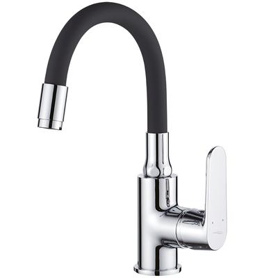 Black Chrome Washbasin Tap with Flexible Spout