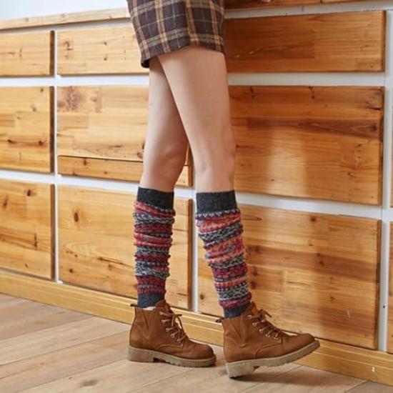 Nordic Pattern Leg Warmers Ankle Warmers Warm Socks Snow Snowflake Knit Warm Cold Protection Outdoor Cute Stylish [NOPNOP] Women's (1, Charcoal)