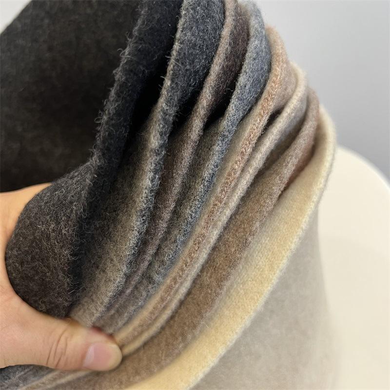 Double-sided knitted wool bucket hat women's autumn and winter new versatile face little fisherman hat