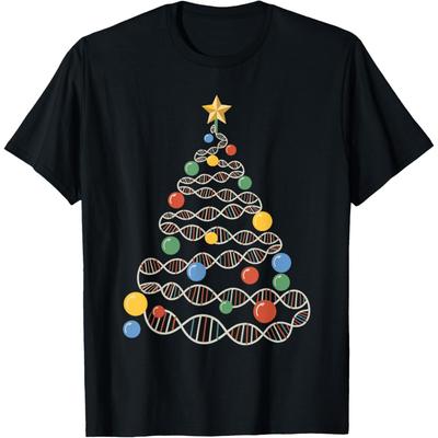 Funny DNA Christmas Tree Scientist Biology Science Teacher T Shirts Men  Humor Streetwear Tee Short Sleeve Unisex Loose Clothing
