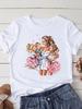 Cute Mom Womens ShortSleeved Printed Modal Shirt European Style Summer Fashion Personality Top for Women Modal fabric