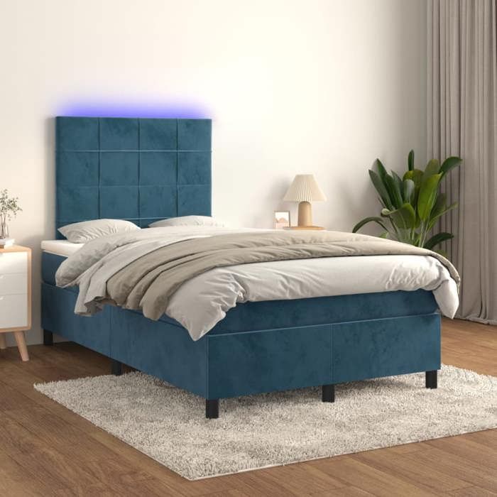 VidaXL Slatted Bed Base with Mattress and LED, Upholstered Bed, Double Bed, Adult Bed for Interior Bedroom, 3136117