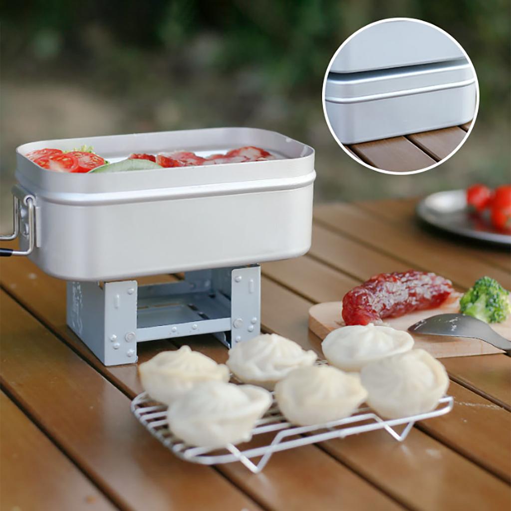 Cooker Pot with Easy To Carry Foldable Handle for Camping Trekking Meals Aluminum Alloy Steamer Outdoor Cooking Pots