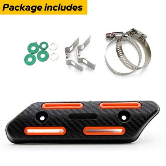 Exhaust Muffler Pipe Shield Guard Heat Cover Fit Universal Motorcycle Orange
