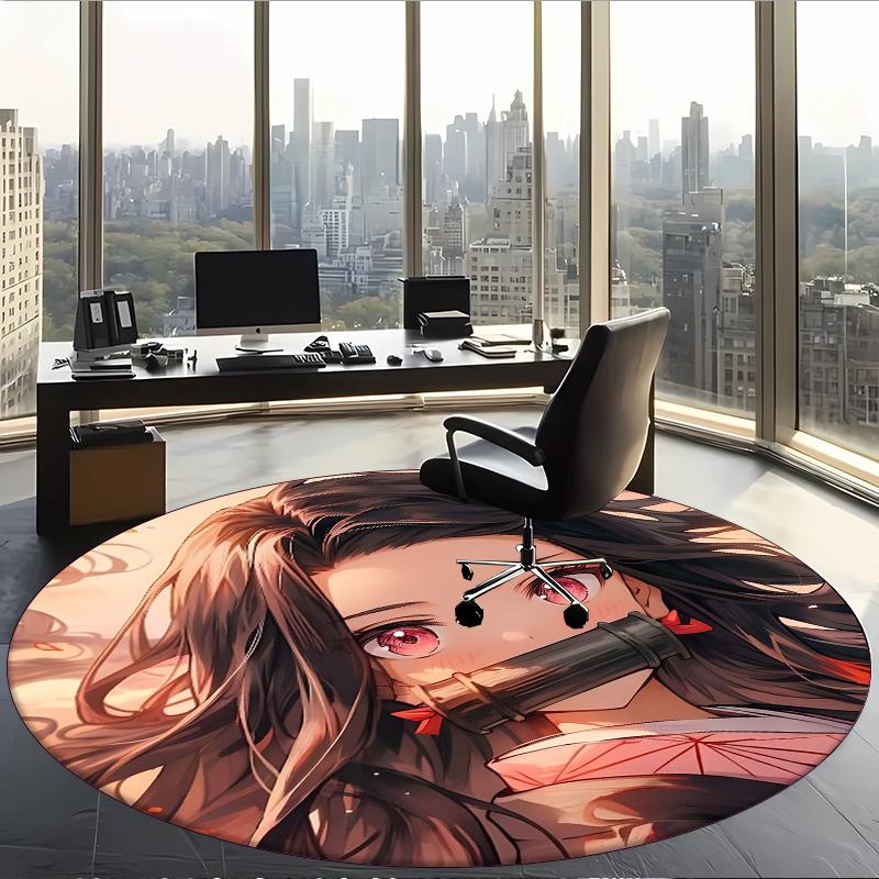 Nezuko (5) Round Office Rug Decorative Floor Rug for Office Bedroom Living Room and Home Space