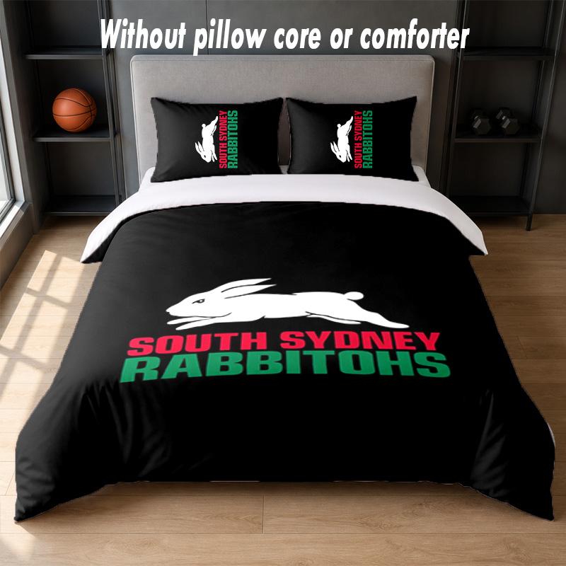 South Sydney Rabbitohs Design Bed Bedding Set 1 Duvet Cover + 2 Pillowcases Soft Breathable Household Bed Linens