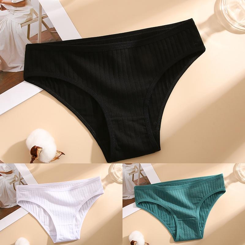 3ks/sada Kalhotky Bavlna Ženy Spodní prádlo Sexy spodky Pohodlné Dívčí kalhotky pro ženy Pruhované Bavlněné Intimní Spodní prádlo