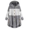 Women's Fashionable Patchwork Loose Hooded Plush Button Long Sleeved Loose Warm Jacket