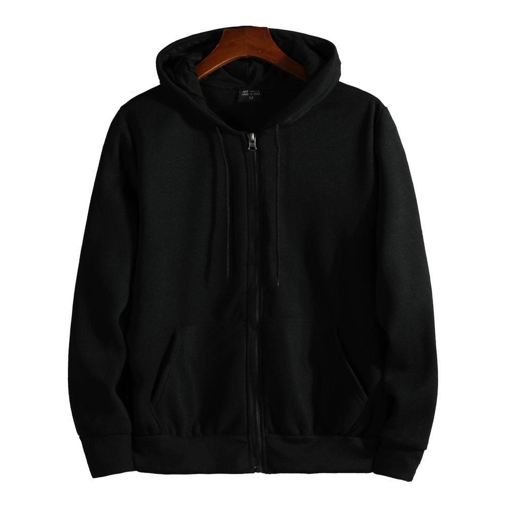 Men's Hooded Loose Velvet Zipper Thin Sweatshirt