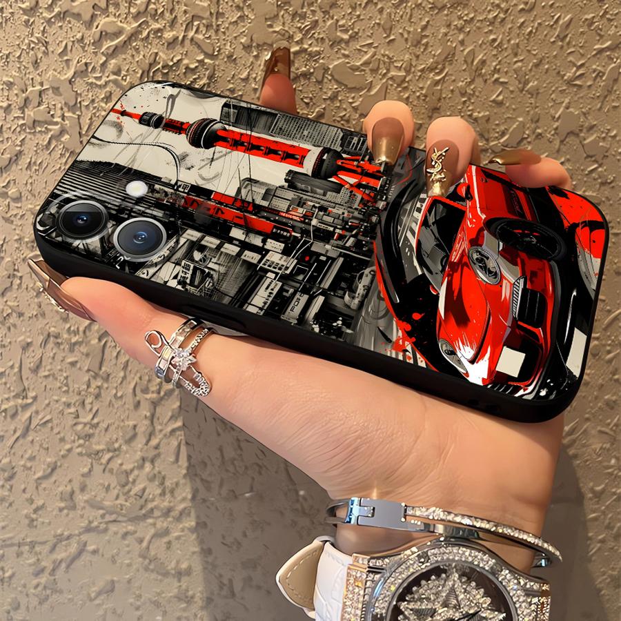 Case for Apple iPhone 17 Pro Max 16 12 14 11 13 Air XR XS MAX 15 Pro 7 8 Funda Phone Cover Cartoon Retro Car