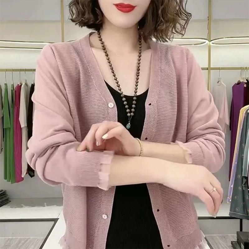 Женский кардиган-свитер вязаный, тонкий, для ранней весны, осени, лета, солнцезащитный, вязаный топ S