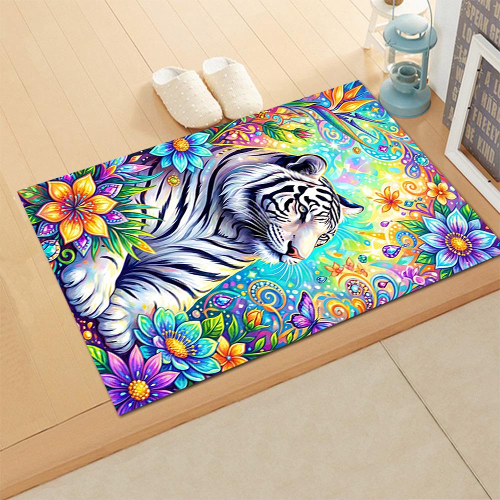White Tiger Family for Living Room Rug, BedRoom Rug, Study Room Rug, Hallway Decoration, Perfect for Home Decoration or Holiday Gifts