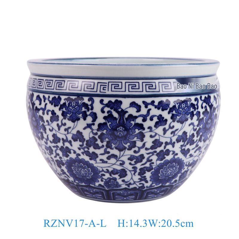 Blue and White Porcelain Turtle Tank: Fish and Lotus Pot for Desktop or Floor