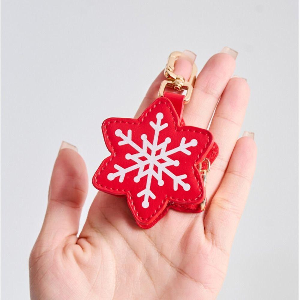 Creative Cute PU Leather Keychain Santa Claus Snowflake Halloween Pendant Ghost Pumpkin Earphone Bag Mini Storage Bag