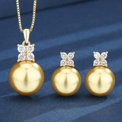 Herbst- und Winterschmuck Kupferboden Vergoldet Eingelegt Goldene Perle Tägliches Set 14-12 mm