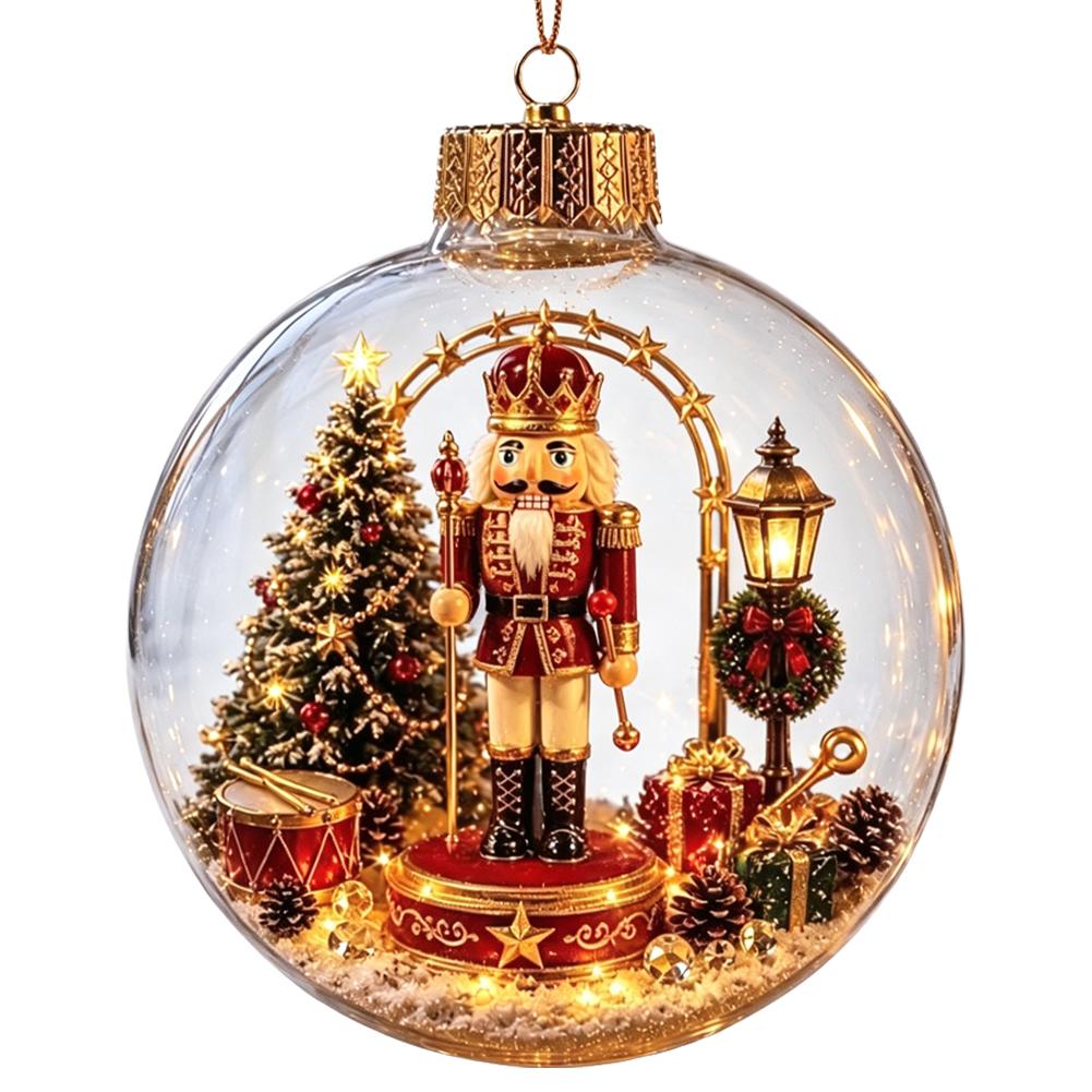 Decorazioni Luminose per la Storia di Natale 2026 Fai da te Nuovo Babbo Natale Pupazzo di Neve Alce Sfera di Cristallo con Polvere d'Oro Decorazione 1pz 2026
