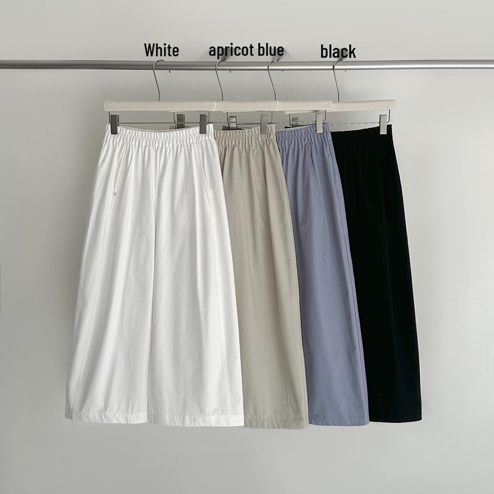 Evertrue 2026 Spring Women s Korean Tencel High-Waisted Wide-Leg Cropped Pants Medium