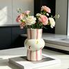 Ceramic Vase Hand Painted Striped Polka Dot Flower Vase Gourd Shape Vase for Fresh And Dried Flowers Home