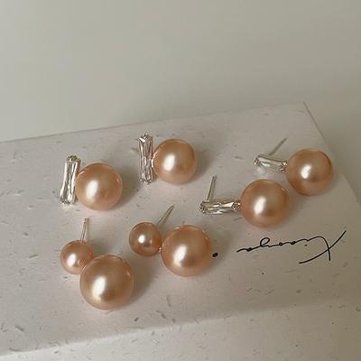 Niche Design Sense Pink Pearl Zircon Stud Earrings Women'S Retro Elegance High Personality Temperament Versatile Earrings Earrings
