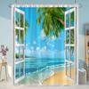 Simulation Window Beach Forest Outdoor Shower Curtain Tropical Seaside Landscape Bohemian Cloth Hanging Curtains Bathroom Decor