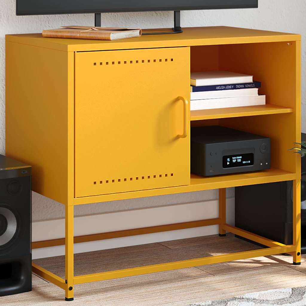 TV Stand Mustard Yellow 68 X 39 X 60.5 Cm Steel