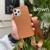 Funda de Silicona con Cordón para iPhone 11 12 13 14 15 Pro Max Color Caramelo Cubierta Trasera Suave con Cordón para el Cuello.