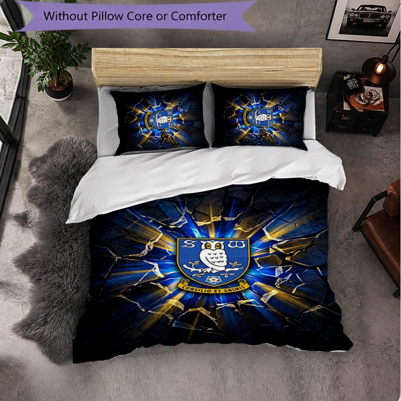 Sheffield Wednesday Football 3 Piece Bedding Set Soft Duvet Cover Set with Pillowcases Printed Bedroom Decor Set for Home
