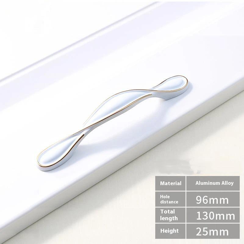 Modern Nordic Cabinet Handles White Amber Aluminum Alloy Black Drawer Pulls For Furniture Door Knocker