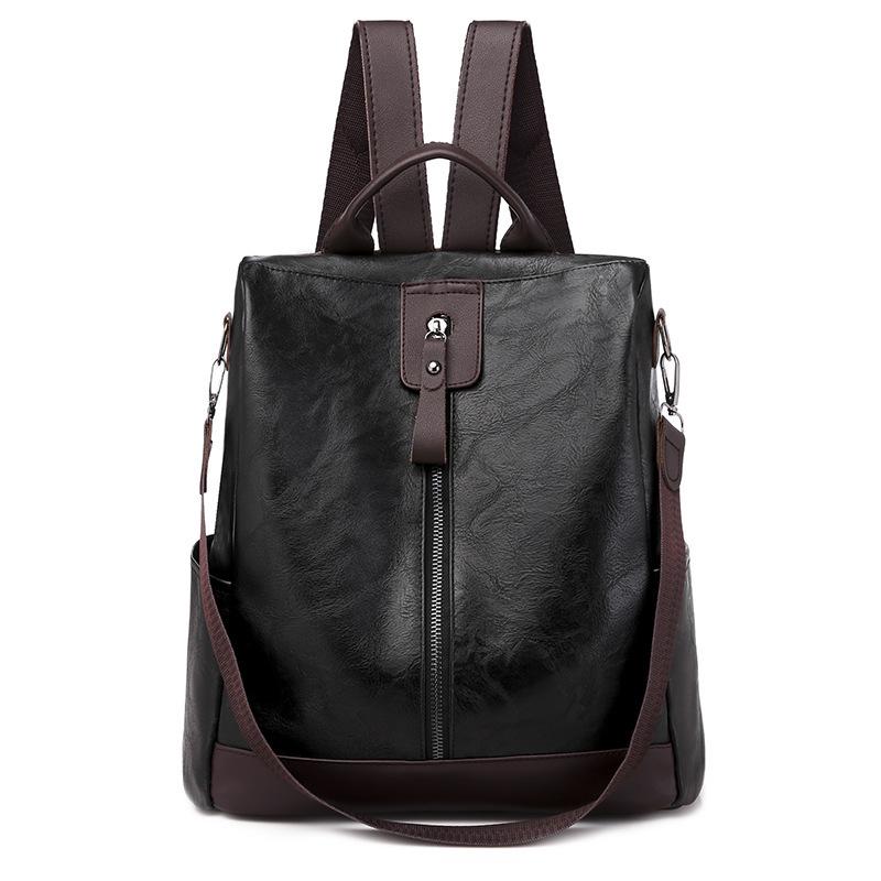 Dam Retro Anti-Stöld PU Ryggsäck - Casual Outdoor Travel Bag 2025