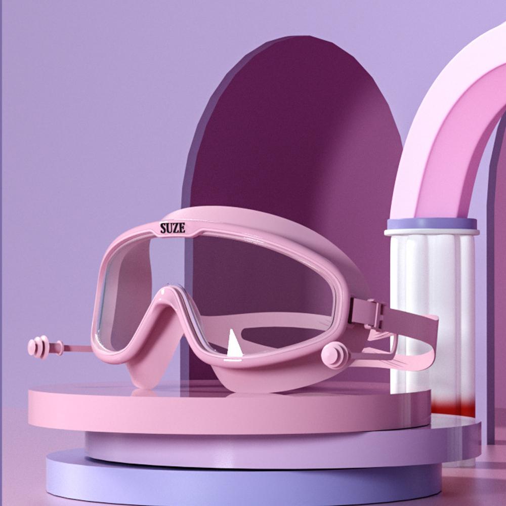 

Очки для плавания с большой оправой, профессиональные очки для плавания, водонепроницаемые, мягкие, силиконовые, очки HD, очки для плавания для мужчин и женщин с берушами