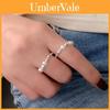 Stylish Adjustable Open Ring Featuring Natural Pearl And Unique Geometric Design For Women