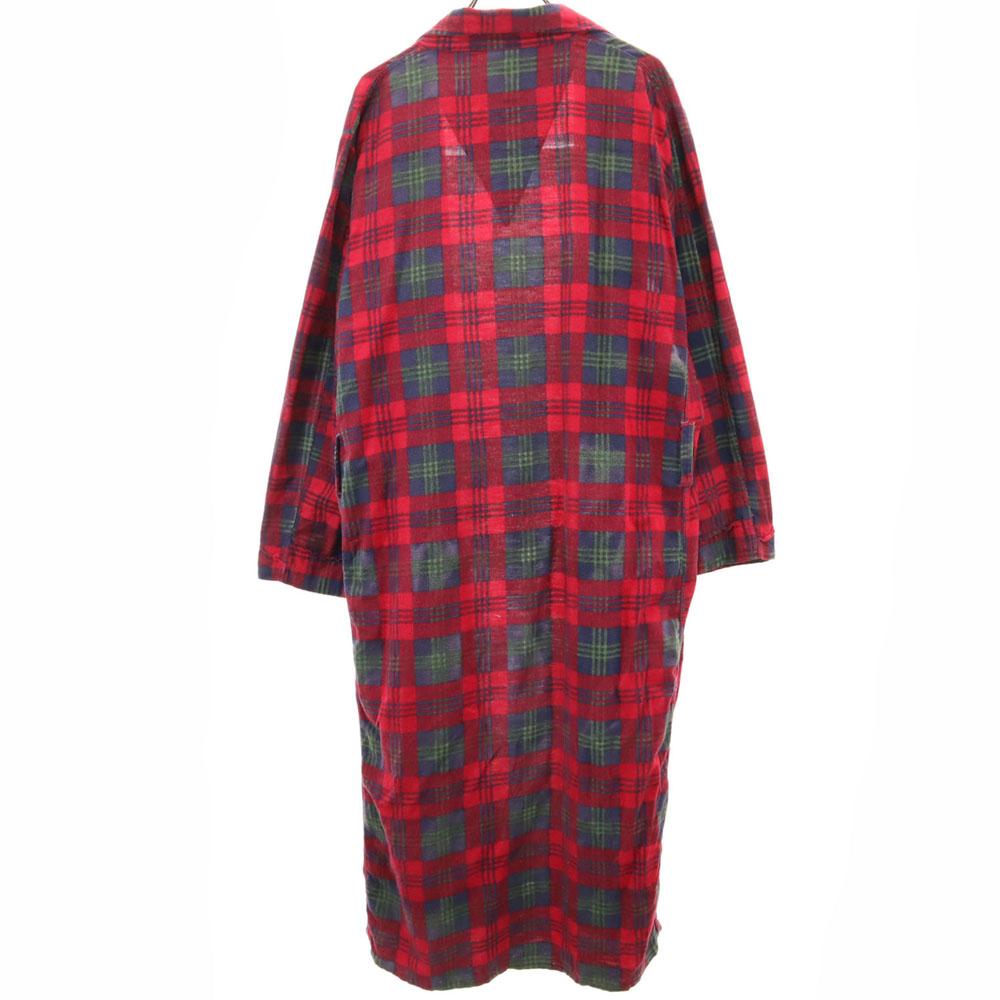 Mc Knight 60s 70s vintage Check Pattern flannel Gown coat XL Red Men's Used